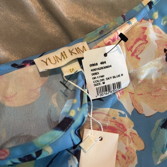 NWT $178 Yumi Kim Floral One-Shoulder Dress Blue Size Medium - Picture 5 of 6